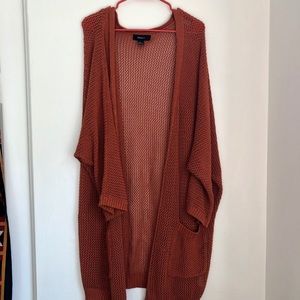 Dark orange crochet knit cardigan